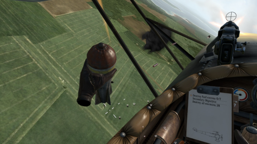 pilot holding a bomb while flying the plane on warplanes