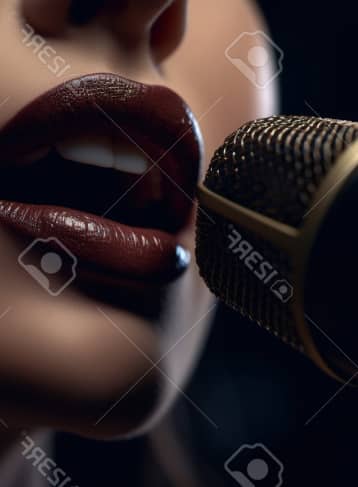 208814502 concert show karaoke or performance concept close up of female musician mouth singing song into 2